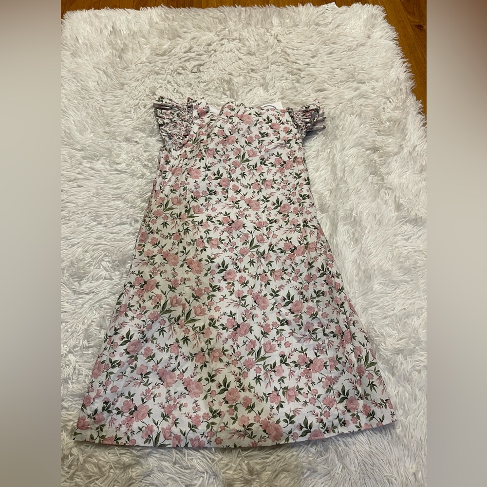 Maria Casero Floral Smock Ruffle Shift Dress